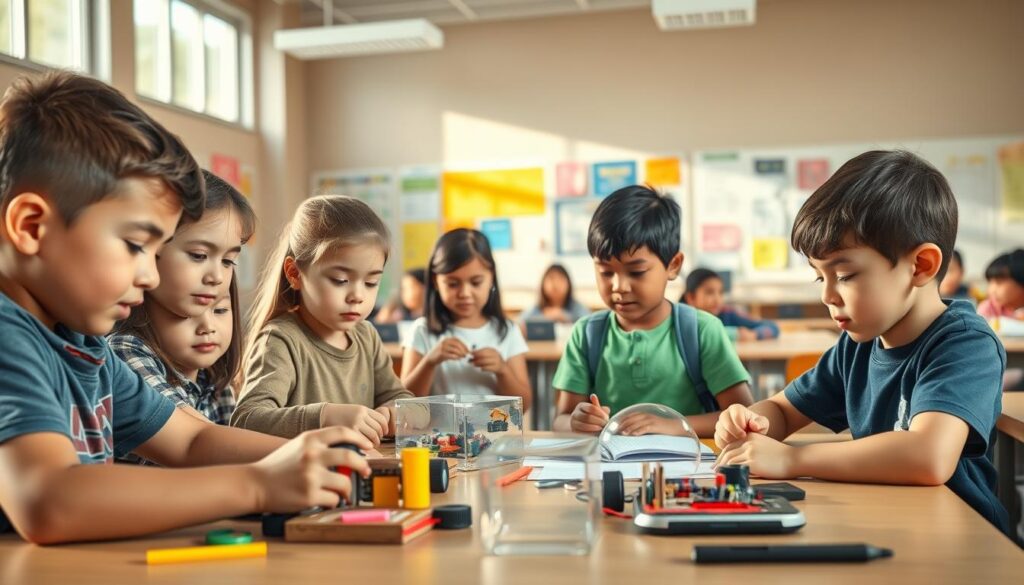 alunos participando de projetos escolares