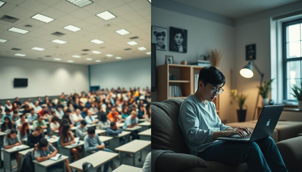 comparação entre ensino presencial e a distância