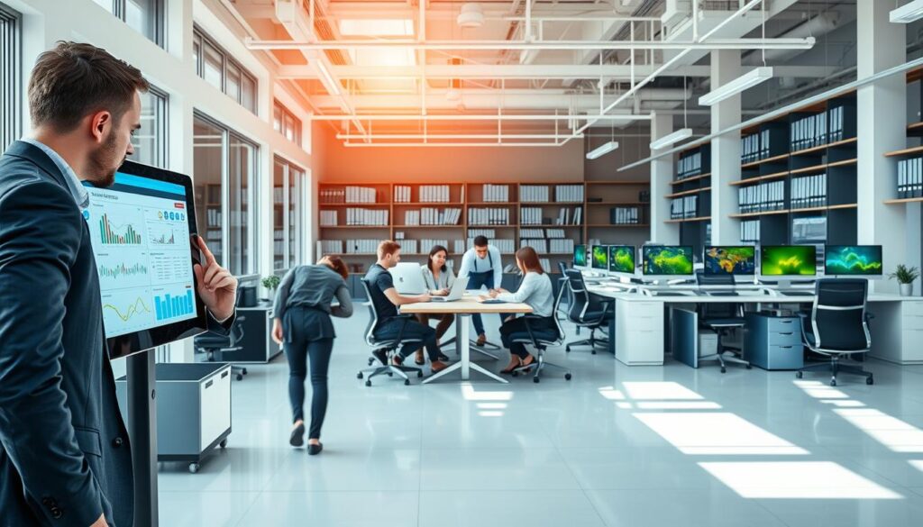fluxo de trabalho com sistema de gestão