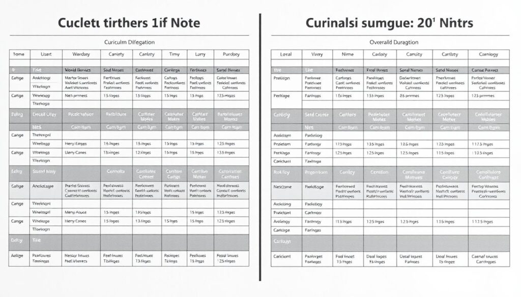 comparação de grade curricular